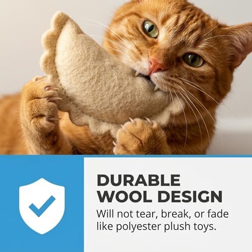Glaciart One Wool Dumpling Cat Toys with Catnip | Interaction & Boredom Relief, Encourages to Exercise, Explore & Play | Filled w/Organic Herbs to Help Sooth or Reduce Anxiety - Image 4
