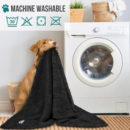PetAmi Soft Plush Sherpa Dog Blanket for Pet Cat, Small 24x32, Black - Image 6