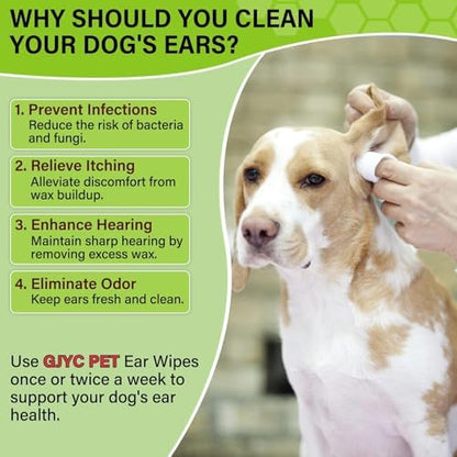 Dog Ear Wipes - Cat Dog Ear Cleaner, Puppy Ear Wipes Wash Cleaner for Dogs Cats - 100 Wipes for Dog Cat Ear Cleaning, Remove Ear Wax Dirt Debris for Dogs Cats Ear Infection Treatment Wipes - Image 5