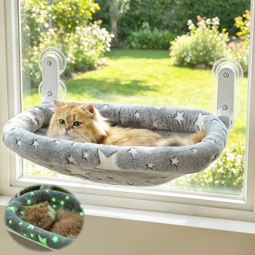 Zoratoo Glow in the Dark Cat Window Perch, Foldable Cordless Pet Hammock, M by Zoratoo