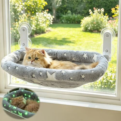 Zoratoo Glow in the Dark Cat Window Perch, Foldable Cordless Pet Hammock, M by Zoratoo