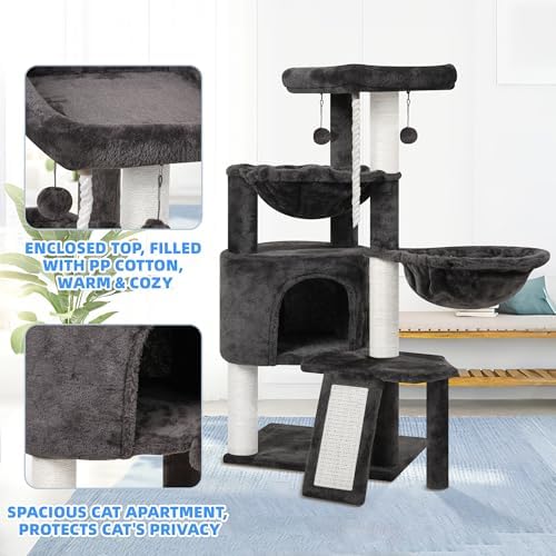 Xin Three Layer Cat Tree with Cat Condo and Two Hammocks,Darkgray … - Image 3