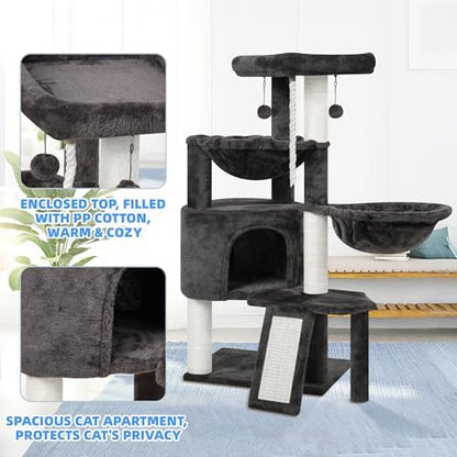 Xin Three Layer Cat Tree with Cat Condo and Two Hammocks,Darkgray … - Image 3
