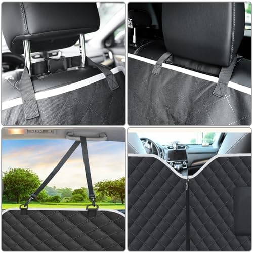 Meolsaek Back Seat Cover for Dogs,Zipper Hammock Car Seat Protector(Black) - Image 6