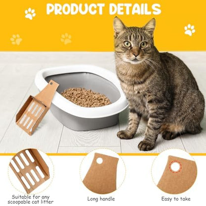 Watersay 30 Pcs Disposable Cat Litter Scoops 8.3x3.3 Inch Portable Kitty Litter Scooper with Holder Shovel Cardboard Plastic Free Litter Scoop with Holes for Travel Cat Litter Box - Image 4
