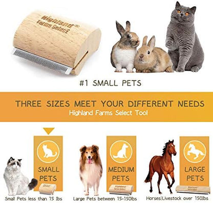 Deshedding Grooming Tool for Dogs, Cats & Horses, Ergonomic Design Wood Groom Brush, Professional Pet Groomer, Painlessly Remove for Short & Long Hair, Fur & Dirt - 2.5 Inches - Image 2