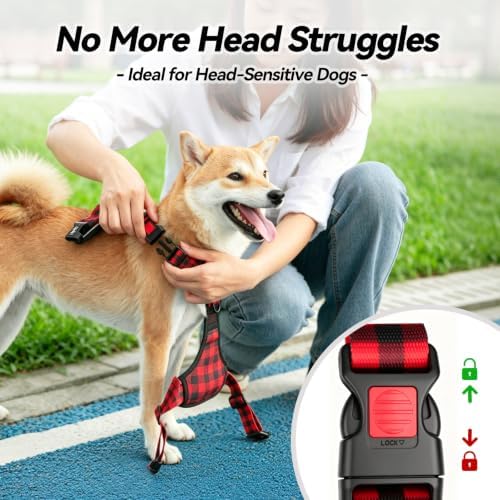 PoyPet Plaid Dog Harness Large, No Pull Vest with Front Clip & Neck Buckle - Image 2