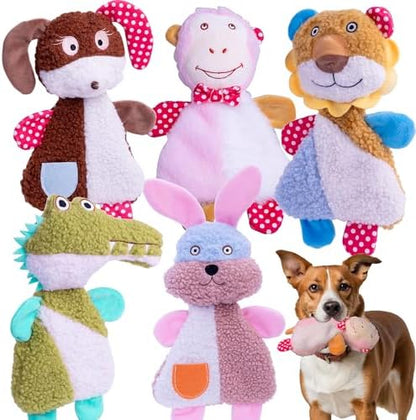 Big 5 Pack Dog Squeaky Toy for Keep Them Busy,Multipack Stuffed Crinkle Puppy Dog Toys Bundle,Chewing Dog Toys for Teething,Suitable for Small,Medium,and Large Dogs Breed by YUNKINGDOM