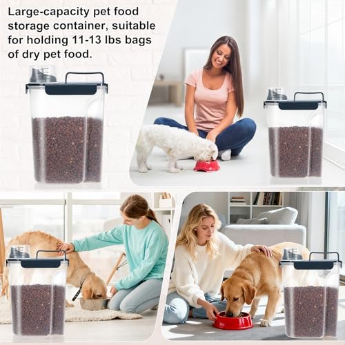LEAWALK 10-13 Lbs Upgrade Capacity Dog Cat Food Storage Container, Pet Dog Treat Container, Airtight, Clear Bucket Body, With 2-Cup Scoop, Handle, Large Nozzle, 4-Safety Buckles, Easy to Clean, Blue - Image 7