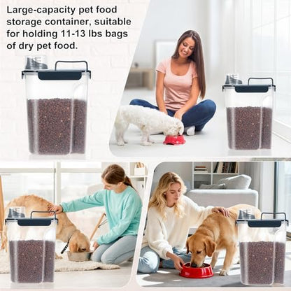 LEAWALK 10-13 Lbs Upgrade Capacity Dog Cat Food Storage Container, Pet Dog Treat Container, Airtight, Clear Bucket Body, With 2-Cup Scoop, Handle, Large Nozzle, 4-Safety Buckles, Easy to Clean, Blue - Image 7