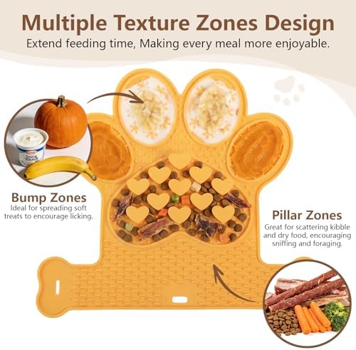 Dog Lick Mat with Suction Cups, Slow Feeder & Enrichment Mat for Dogs & Cats, Silicone Feeding Mat for Wet & Dry Food, Anxiety Relief, Mess-Free Foldable Pocket Design, Orange - Image 2