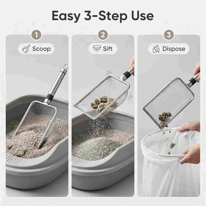Chicken Poop Scooper 2 Pack, Stainless Steel Coop Scoop, 3.8mm & 5mm Mesh - Image 6