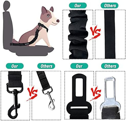 COOYOO Dog Seat Belt,Retractable Dog Car Harness Seat Belt for Car Adjustable Nylon Pet Safety Seat Belts Heavy Duty & Elastic Bungee Buffer - Image 6