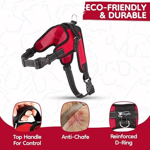No Pull Reflective Adjustable Dog Harness with Handle- Comfortable Soft All Weather Mesh, Easy On Puppy Harness for Small Medium and Large Dogs (Red) X-Large - Image 4