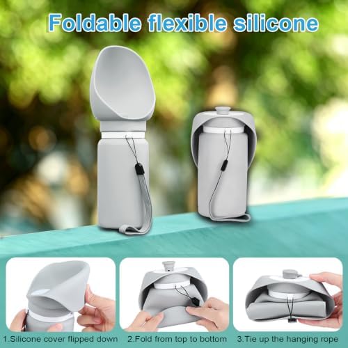 Dog Water Bottle Portable, Large Wide-Mouth Drinking Bowl (Grey) - Image 2