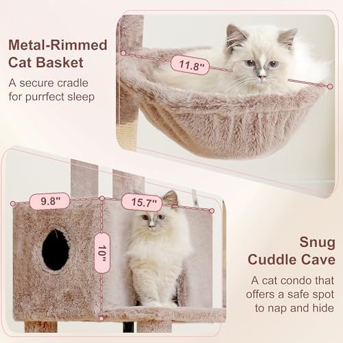 Heybly Cat Tree, 45.3" Cat Tower for Indoor Cats with Large Perch HCT202SMU - Image 5