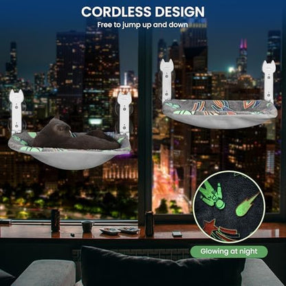 HiPetpy 2-Pack Large Cat Window Perch, Cordless Foldable Cat Hammock - Image 4