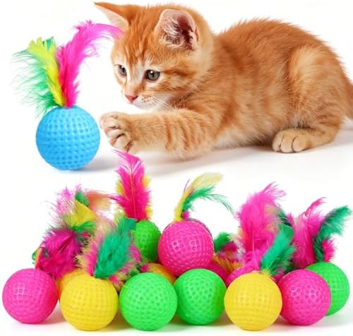 Ipetboom 24 Pack Cat Golf Balls for Indoor Kitten Toys, Interactive Cat Pom Pom Ball Toys for Exercise Chase Pounce Entertainment, Random Color by Unknown