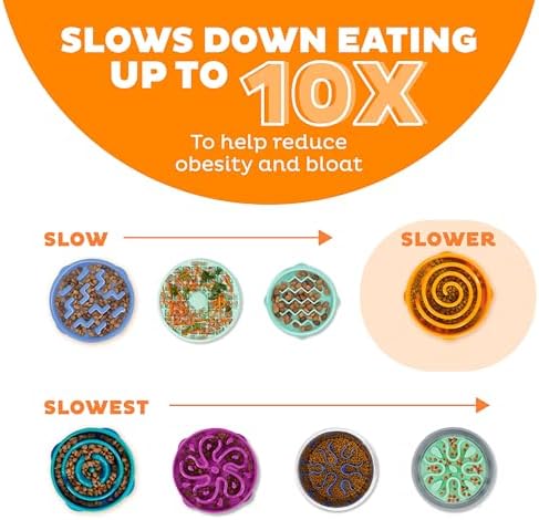 Outward Hound Fun Feeder Slo Bowl – Large 4‑Cup Capacity, Slow Feeding, Medium to Large Dogs, Non‑Slip, Orange, Swirl Pattern - Image 4