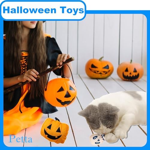 Halloween Cat Toys, Pumpkin Ghost Skeleton Catnip Toys for Cats Dogs Indoor, 3Pcs - Image 2