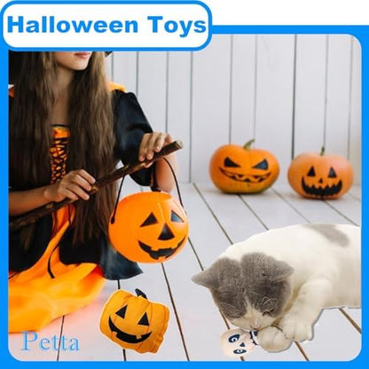 Halloween Cat Toys, Pumpkin Ghost Skeleton Catnip Toys for Cats Dogs Indoor, 3Pcs - Image 2