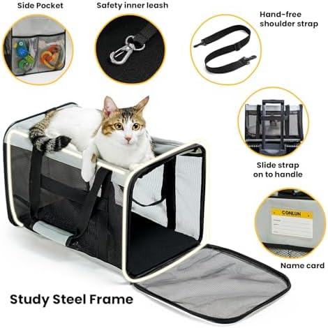 Conlun Soft-Sided Cat Carrier for Small-Medium Cats, Puppies up to 15 Lb, Airline Approved - Image 5