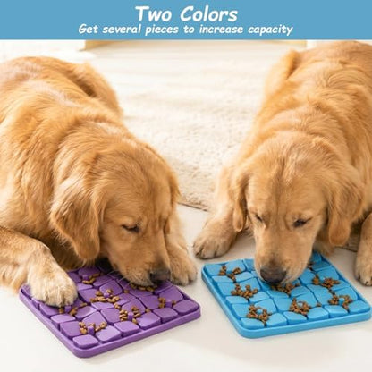 2 Pcs Silicone Snuffle Mat for Dogs, Slow Feeder Lick Mat with Suction Cups, Dog Puzzle Feeder Toys for Smell Training & Slow Eating for Mental Stimulation Anxiety Relief, Blue & Purple - Image 4