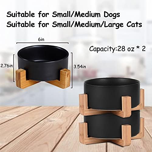 Petygooing Ceramic Black Cat Dog Bowl Set with Stand,Pet Food and Water Dish,Medium Pet Bowls Anti-Slip Set of 2 Cat Bowls-Pet Food Dishes- Small Medium Size Dog (28 OZ /3.6 Cups) - Image 4