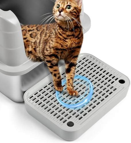 Cat Litter Box Step with Filter Function, Non-Slip Cat Step, Light Grey by Bartuke