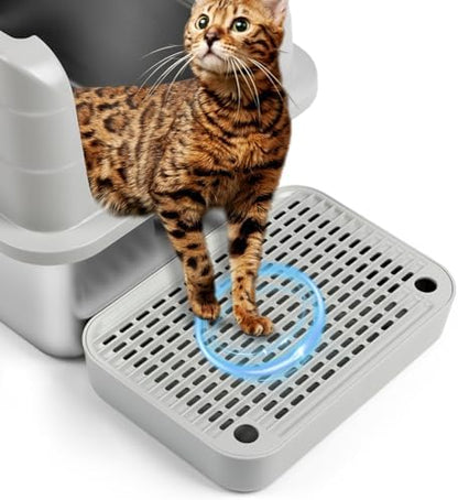 Cat Litter Box Step with Filter Function, Non-Slip Cat Step, Light Grey by Bartuke