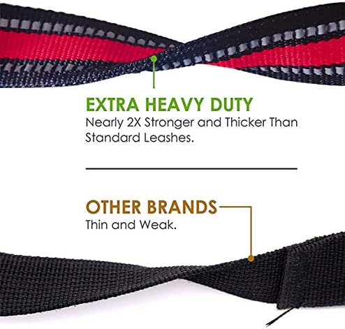 JSXD 5 FT Heavy Duty Double Handle Dog Leash with Comfortable Padded and Reflective Rope, Suitable for Small, Medium, Large Dogs (Wide-Red) - Image 4