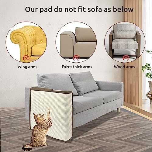 Cat Scratch Furniture Protector with Natural Sisal for Protecting Couch Sofa Chair Furniture,Couch Protector from Cat Claws 23.6L''*19.7W'' (Brown, Right Handed) - Image 4