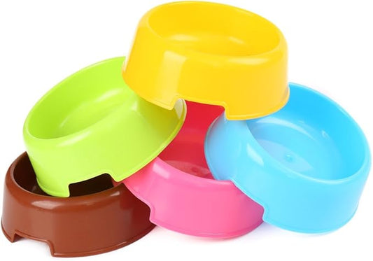 Bettli 5Pcs/Set Plastic Candy Color Pet Cat Dog Puppy Rabbit Animal Practical Food Water Bowl-Random Color