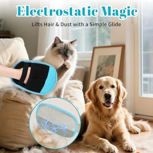 Pet Hair Removal B Gloves Fashion Dopamine Blue Static Hair Remover Reusable for Clothes Sofa Carpet Car Seat Wash Dry - Image 6