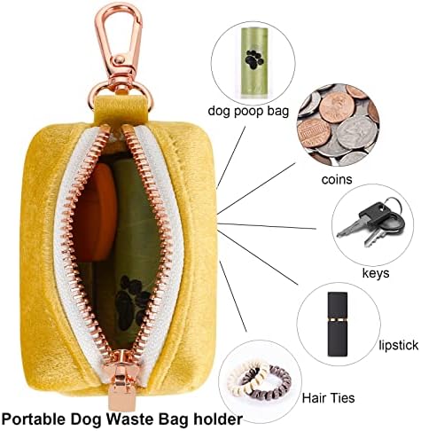 ARING PET Dog Poop Bag Holder, Velvet Doggy Waste Bag Dispenser Attach to Any Leashes, Portable Washable Pet Waste Pouch Dispenser with Metal Zipper - Image 2