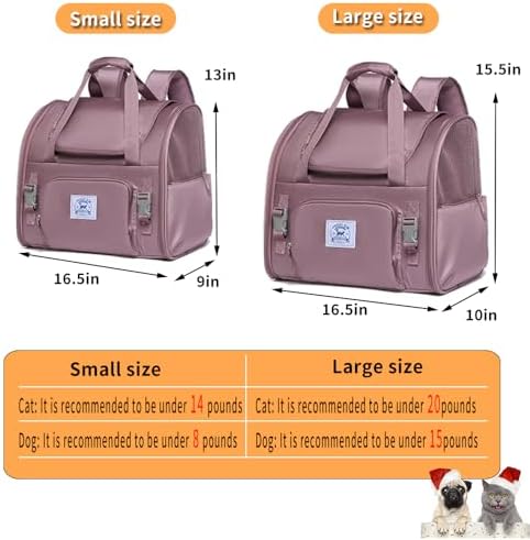 Pet Backpack Carrier for Small Dogs Medium Cats, Puppies,Breathable and Collapsible Design, Portable Travel Bag for Bearded Dragon,Rabbit Cage (Purple, Small) - Image 2