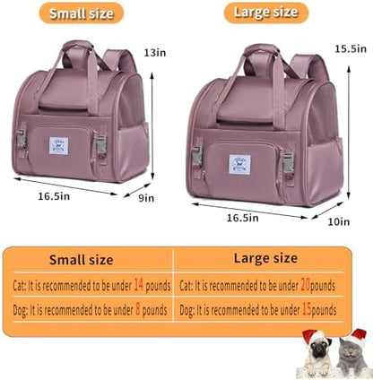Pet Backpack Carrier for Small Dogs Medium Cats, Puppies,Breathable and Collapsible Design, Portable Travel Bag for Bearded Dragon,Rabbit Cage (Purple, Small) - Image 2