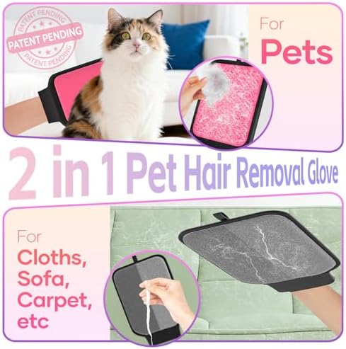 Dual-Sided Pet Hair Removal Glove, Pet Hair Remover with Adjustable Wrist Strap, Soft Silicone Shedding Brush for Dogs & Cats, Pet Hair Gloves for Couch, Carpet, Clothing (Pink) - Image 2