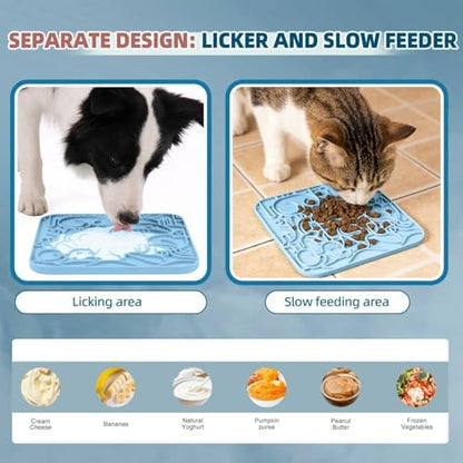 VI-FA Dog & Cat Lick Mat, Slow Feeder Pad with Suction Cups, Anxiety Relief for Bath Grooming Training (2 Pack, Blue) - Image 3