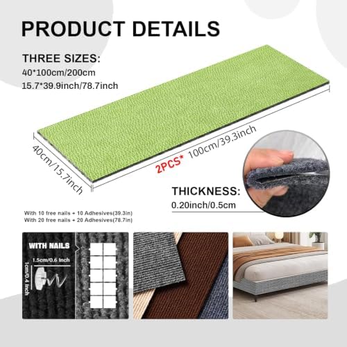 Cat Scratch Couch Furniture Protector from Cat Claws, Green, 78.7x15.8In - Image 3