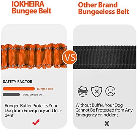 IOKHEIRA Orange Dog Seatbelt - Adjustable Reflective Bungee Harness with Aluminum Swivel Carabiner - Image 5