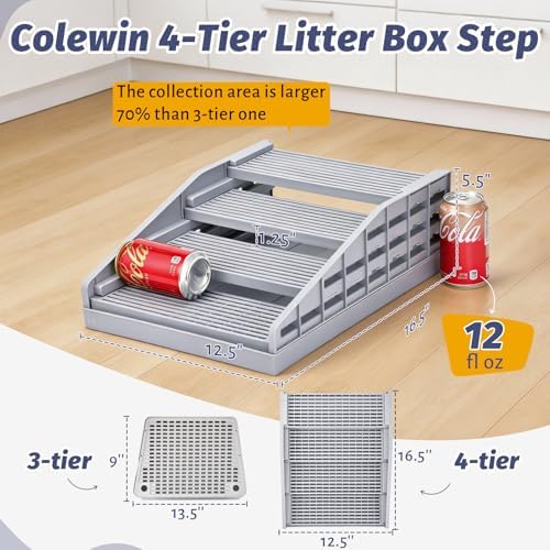 Cat Litter Box Steps, Adjustable 4-Layer, 12.5x16.5x5.5in, Grey - Image 2