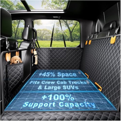 Dog Car Seat Cover for Back Seat, XL Hard Bottom Dog Seat Extender, 800 lb Capacity Truck Back Seat Cover for Dogs, 0.4 in Honeycomb Board, 1.5 in Reinforced Support Straps for Full-Size SUVs & Trucks by Unknown
