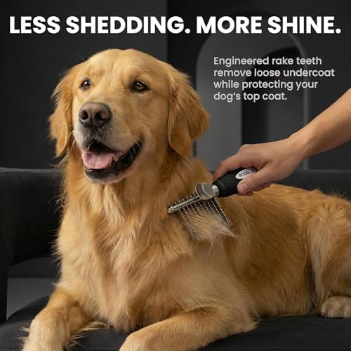 Poodle Dematting Fur Rake Comb Brush for Dogs and Cats - Long 2.5" Steel Safety Blades Metal Comb for Detangling Matted or Knotted Undercoat Hair - Image 2