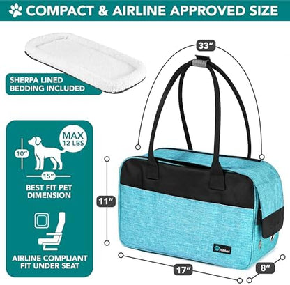 PetAmi Small Dog Purse Carrier with Pockets, Airline Approved, Turquoise - Image 2