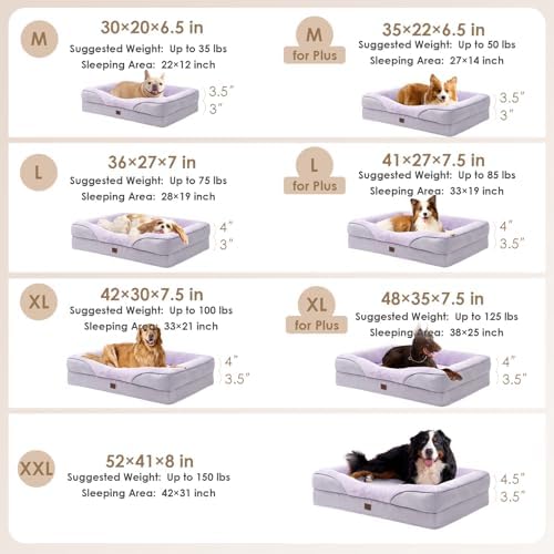 EHEYCIGA Orthopedic Dog Bed for Medium Dog, Memory Foam Dog Couch, Purple - Image 5