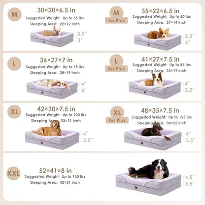 EHEYCIGA Orthopedic Dog Bed for Medium Dog, Memory Foam Dog Couch, Purple - Image 5