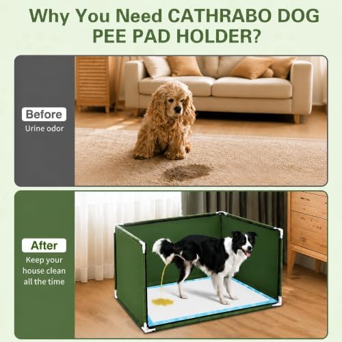 Dog Pee Pad Holder with High Walls,Waterproof Puppy Litter Box,Foldable Indoor Dog Potty,No Spill Pet Toilet for Large Dogs, Easy Clean,Army Green,XL - Image 2