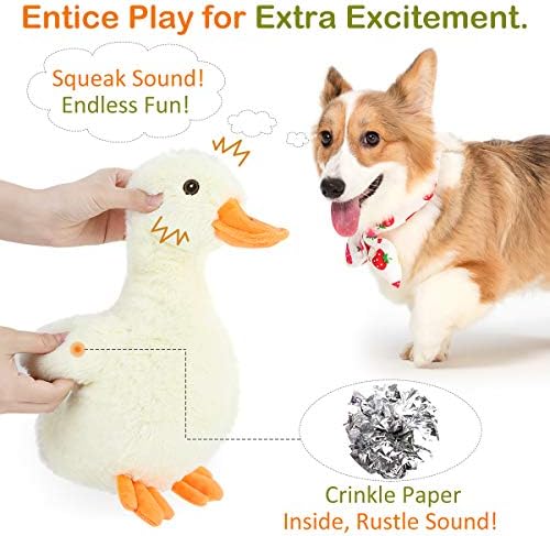 Pawaboo Squeak Plush Duck Dog Toy, Large 12'' Soft Stuffed Duck Pet Toys - Image 3