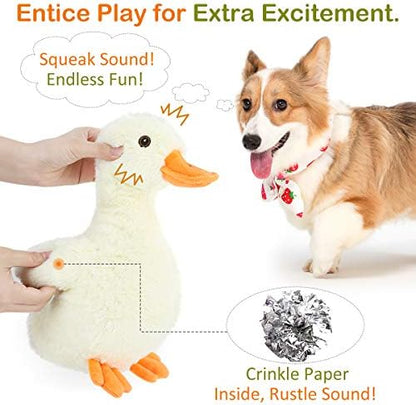 Pawaboo Squeak Plush Duck Dog Toy, Large 12'' Soft Stuffed Duck Pet Toys - Image 3